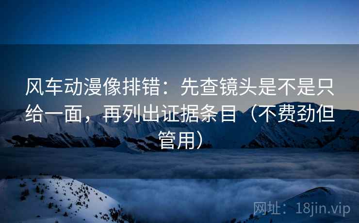 风车动漫像排错：先查镜头是不是只给一面，再列出证据条目（不费劲但管用）