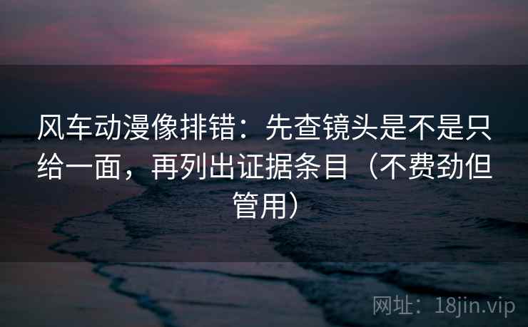 风车动漫像排错：先查镜头是不是只给一面，再列出证据条目（不费劲但管用）