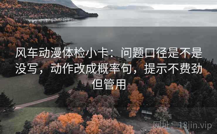 风车动漫体检小卡：问题口径是不是没写，动作改成概率句，提示不费劲但管用